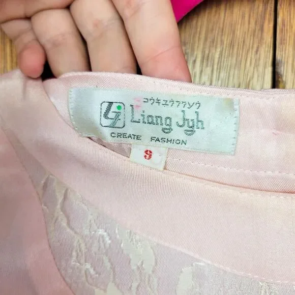 Vintage 80s Baby Pink Midi Dress - Picture 5 of 7